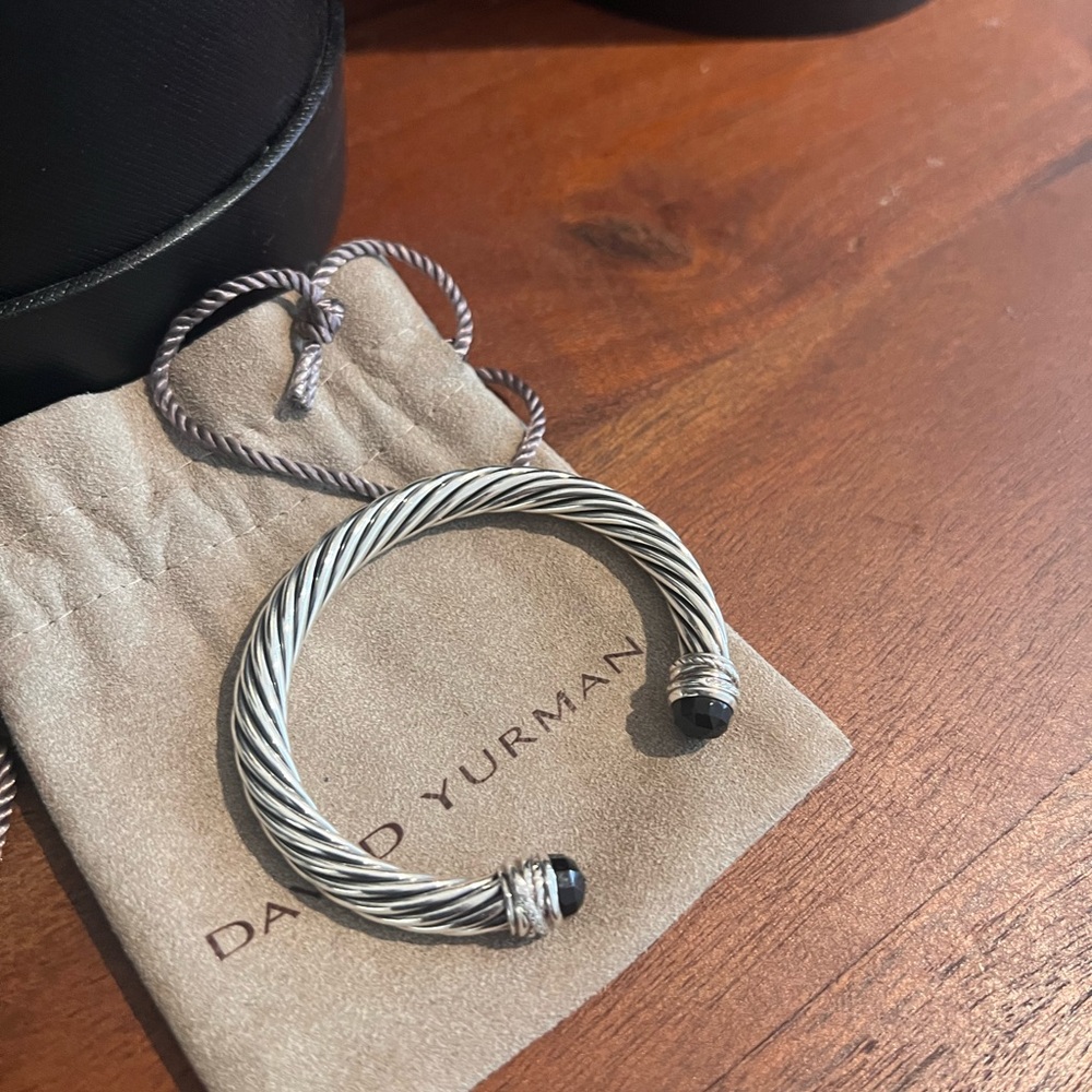 David Yurman Sterling Silver with Black Onyx and Diamonds, 7mm